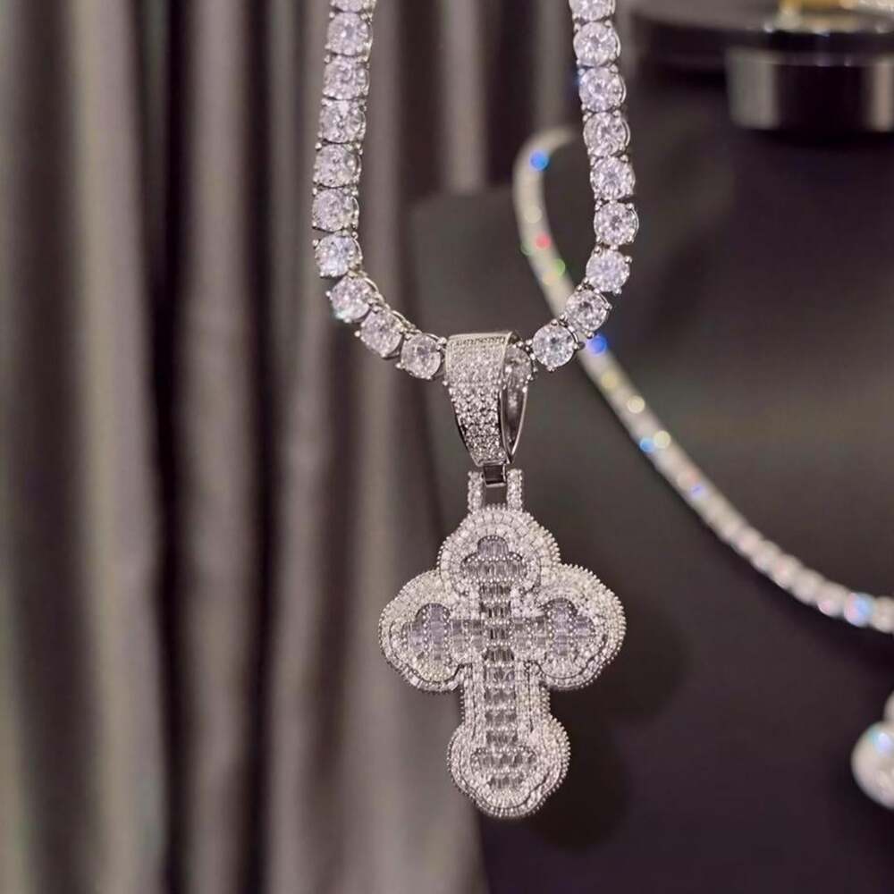 Tennis Cross Necklace With Cross pendant